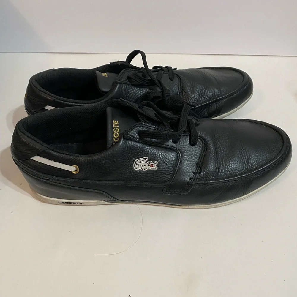 Lacoste Men's Black Leather Shoes Size 12